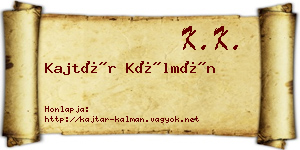 Kajtár Kálmán névjegykártya